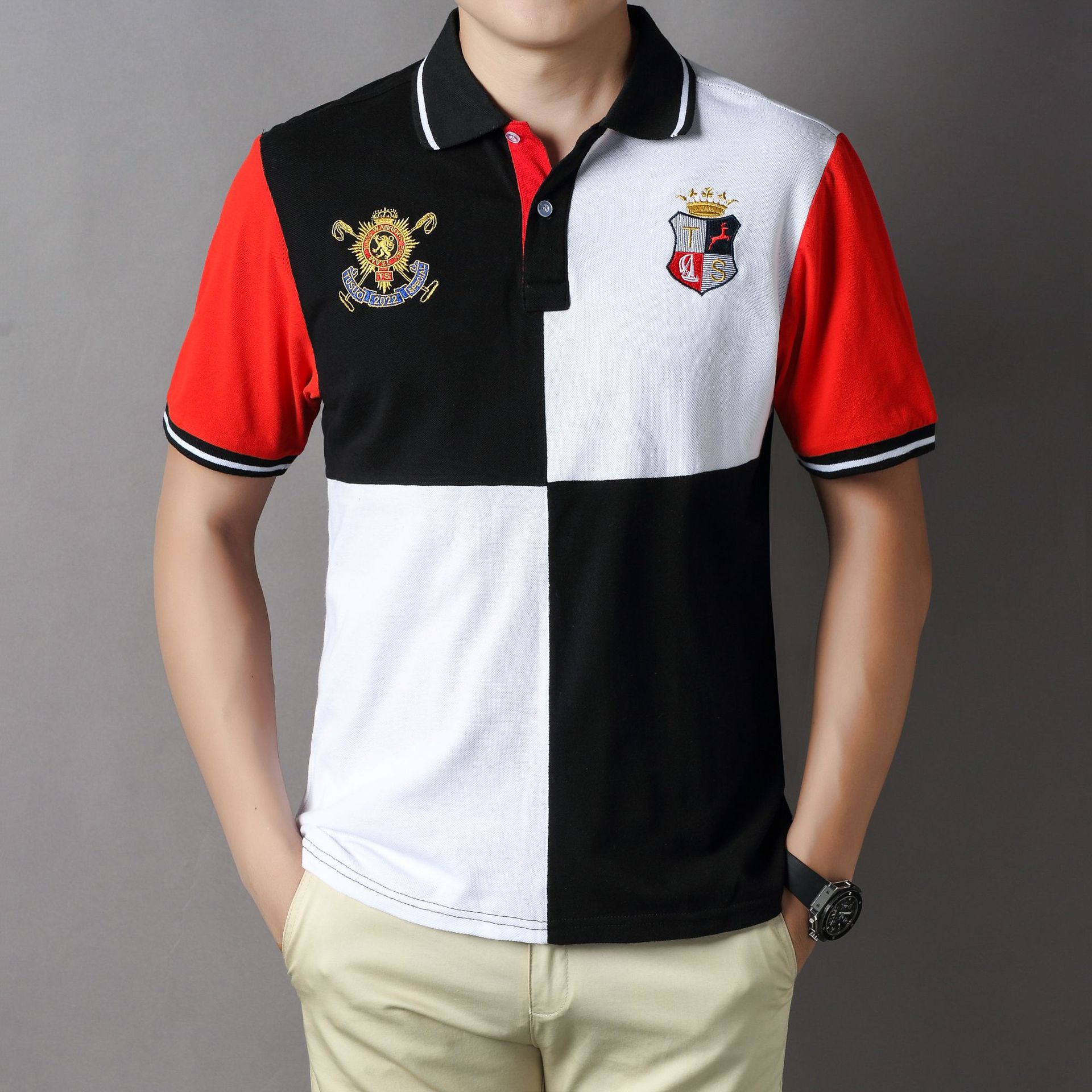 Polo Men Shirt Short Sleeve Shirt Anti-Pilling Clothing Lett