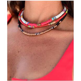 manual choker necklace women ins波西米亚项链软陶彩串珠颈链