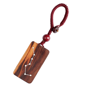 纯野生红心桃木北斗七星令牌挂件纯银镶嵌婴儿男女随身雷击原木刻