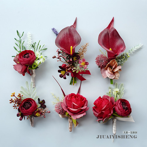 新郎新娘婚礼全套家人仿真胸花