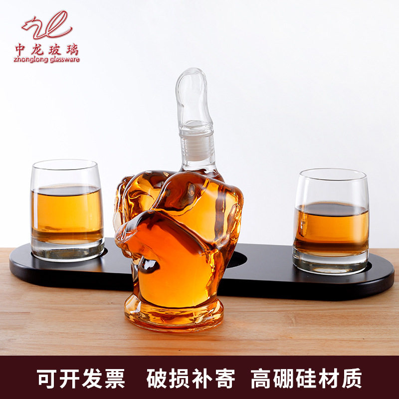 玻璃工艺酒瓶 高硼硅人参瓶 创意密封盛酒器 手指醒酒器