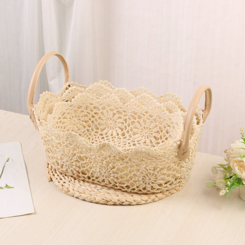 蕾丝布艺收纳筐桌面收纳厂家现货野餐水果鸡蛋钥匙零食收纳篮储物,收纳整理,脏衣篮,淘宝优惠券,粉丝福利购,淘宝优惠卷