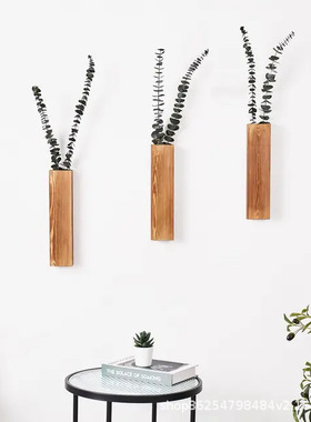 现货木质壁挂式花瓶干花装饰容器悬挂式干花架家居实木摆件花盆架