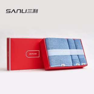 三利毛巾新年毛巾礼盒80*160/800g加大加厚毛巾浴巾礼品跨境热销