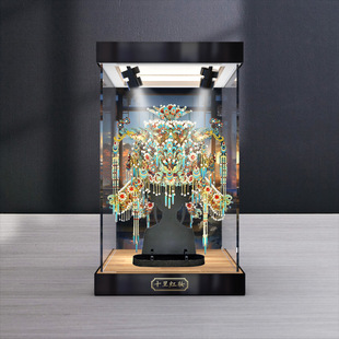 适用 拼酷点翠凤冠金属拼图立体模型积木亚克力防尘罩高清收纳盒