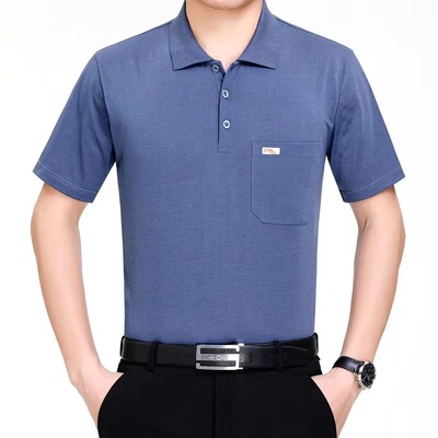 清仓本命年大红色中年男短袖T恤中老年爸爸polo衫父亲节衣服夏季
