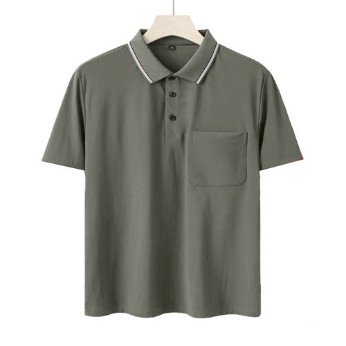 纯棉爸爸短袖t恤翻领中年男士夏装宽松中老年人男装polo衫上衣服
