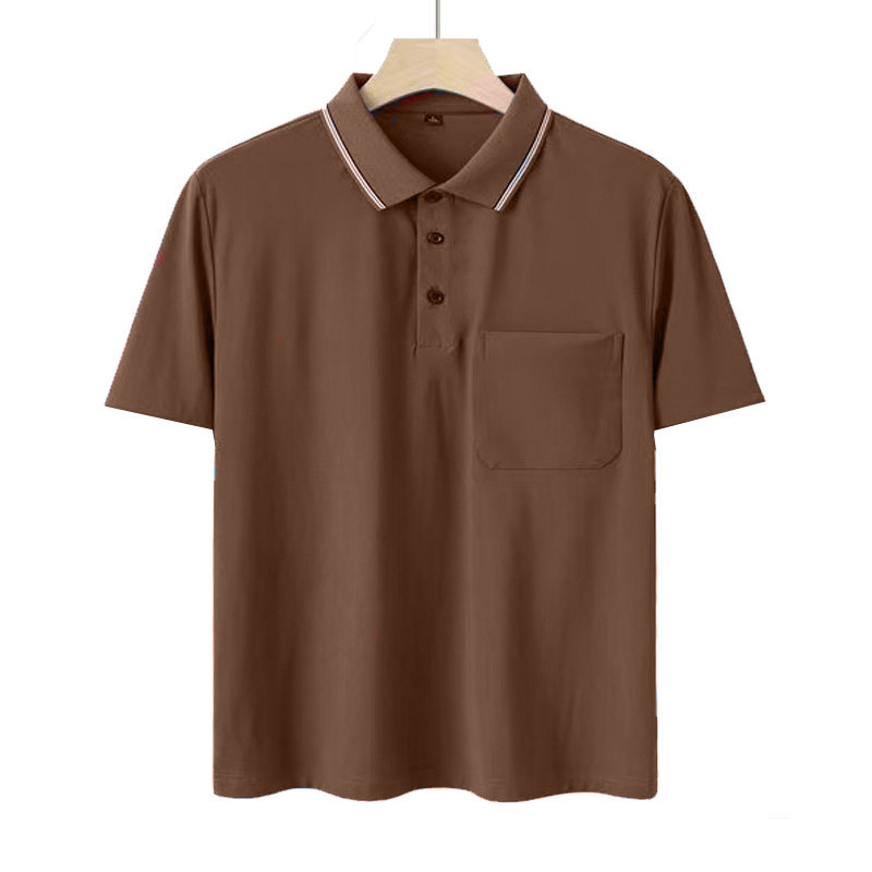 纯棉爸爸短袖t恤翻领中年男士夏装宽松中老年人男装polo衫上衣服