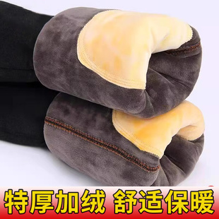 保暖裤 男冬季 男士 三层特厚防风护膝高腰弹力大码 加绒加厚保暖棉裤