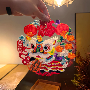 醒狮纳福剪纸2026马年新年装饰中国风非遗蔚县窗花贴创意门窗装扮