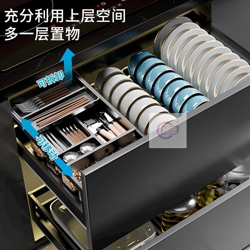 厨房碗碟篮纳米黑304拉篮不锈钢阻尼缓冲橱柜抽屉式碗架双层拉篮