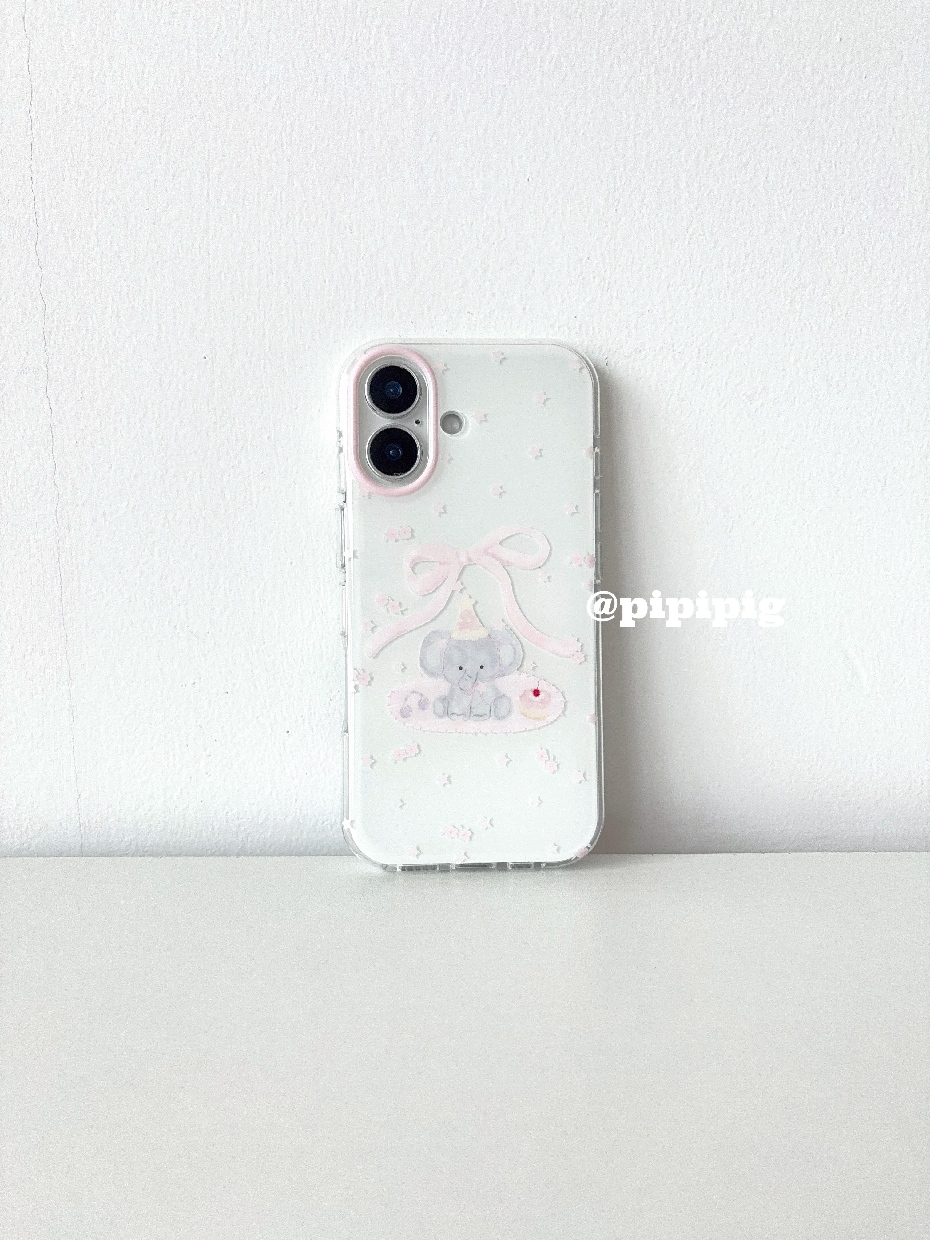 Pipipig粉蝴蝶结小象ins韩风网红同款适用于苹果18ProMax手机壳iPhone17可爱卡通16Pro小众15少