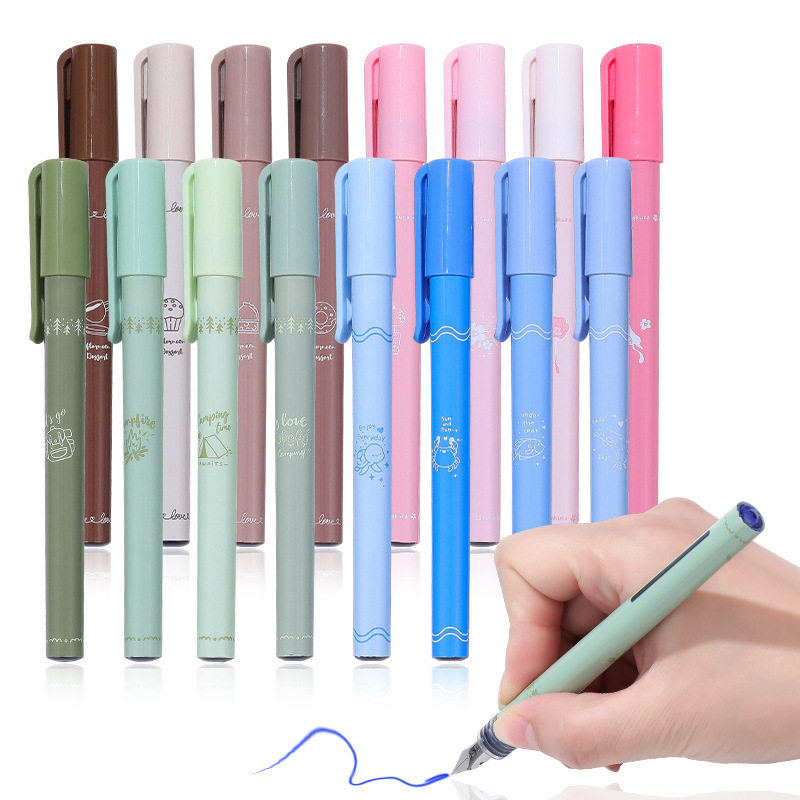 直液式速干大容量钢笔小学生莫兰迪卡通一次性可擦蓝色水性笔,文具电教/文化用品/商务用品,轮廓笔,淘宝优惠券,粉丝福利购,淘宝优惠卷