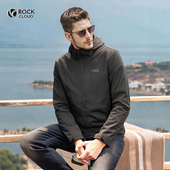 RockCloud岩云四面弹男秋季 夹克休闲外套软壳M2保暖上衣 连帽开衫