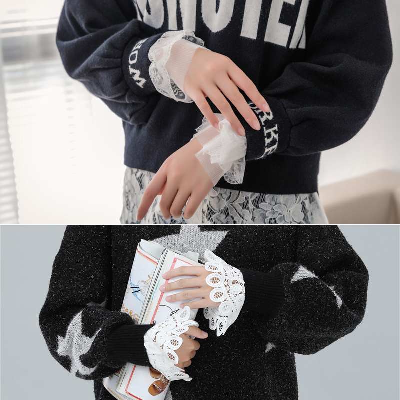 蕾丝毛衣卫衣内搭花边白色假袖口