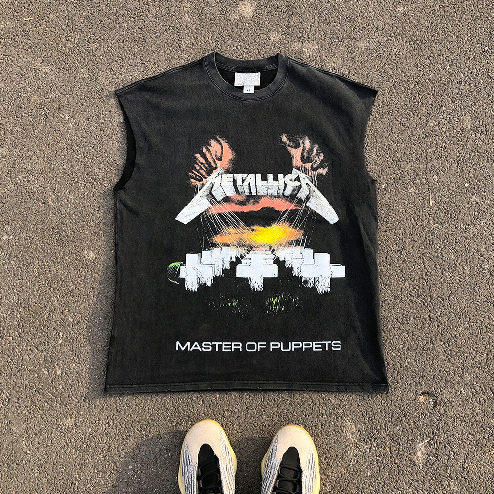 METALLICA MASTER OF PUPPETS重金属摇滚乐队专辑印花砍袖T恤