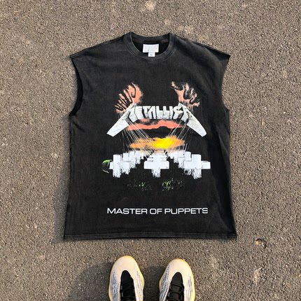METALLICA MASTER OF PUPPETS重金属摇滚乐队专辑印花砍袖T恤