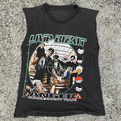 LIMP BIZKIT软饼干摇滚乐队Punk outfits oversize美式奢潮砍袖T