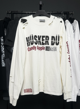 孤品手工！Husker Du1986专辑歌曲Candy Apple Grey破洞贴布长袖
