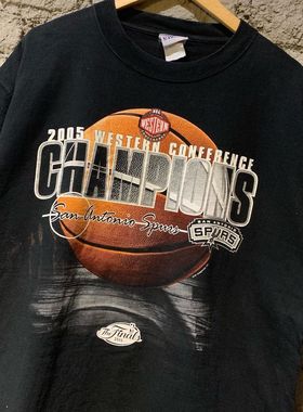 厚重感！重磅270克纯棉！美式复古短袖T恤2005马刺印花潮牌半袖