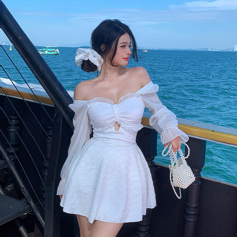 长袖连体泳衣女大码遮肉显瘦