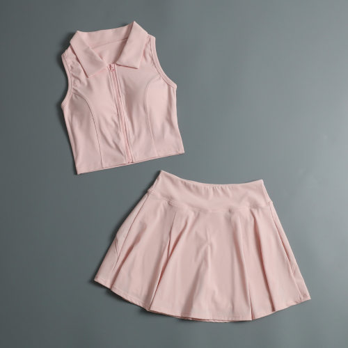 网球服套装女2025夏季袖背心翻领