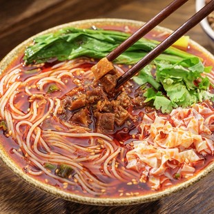 大秦香麻辣米线陕西特产红油豆干米线205g 6包速食夜宵汤底鲜美