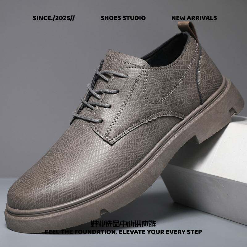 晋江运动鞋女款高级感男鞋真皮新款英伦风透气工装鞋子春季低帮休