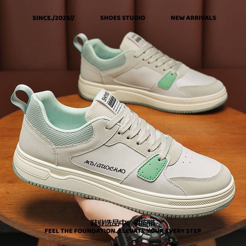 青岛福客莱老爹鞋春季男鞋新款透气帆布鞋子男韩版百搭小白鞋厚底