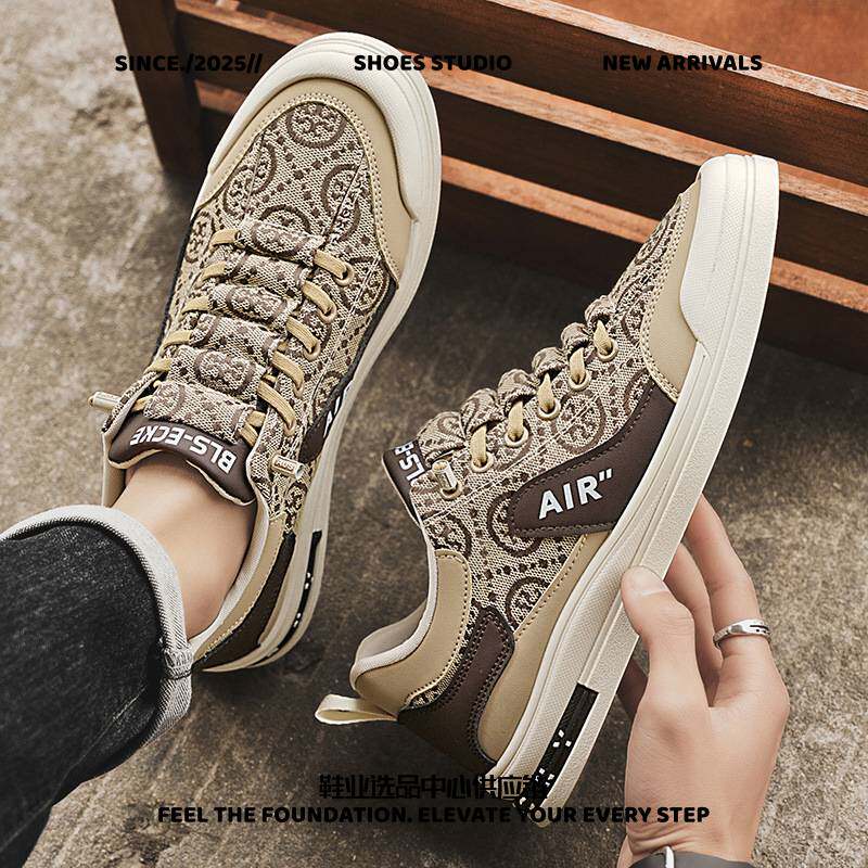 青岛福客来一脚蹬男鞋春秋款帆布板鞋新款学生运动休闲潮流百搭小