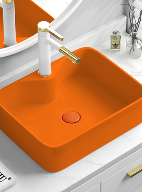 橙色台上盆陶瓷洗手池洗手盆洗脸盆长方形洗漱洗面盆台盆水盆水池