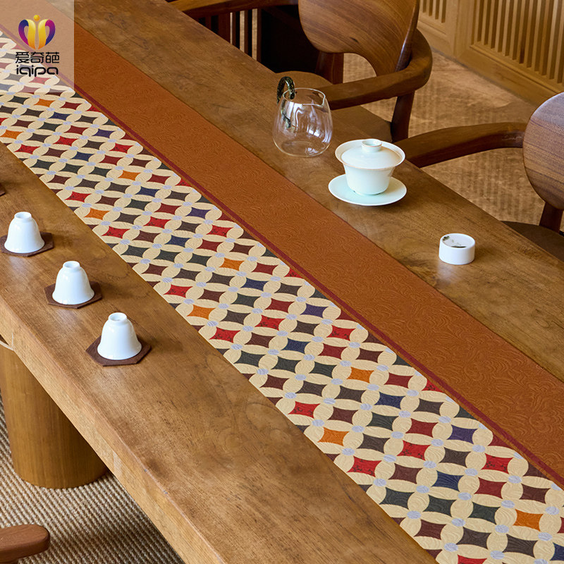 爱奇葩 原创古钱纹桌旗茶席防水茶桌氛围布置长条茶台桌布垫布,居家布艺,桌旗,淘宝优惠券,粉丝福利购,淘宝优惠卷