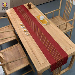 新中式禅意防水茶席布艺结婚桌旗茶台长条茶几餐桌茶桌垫布桌布