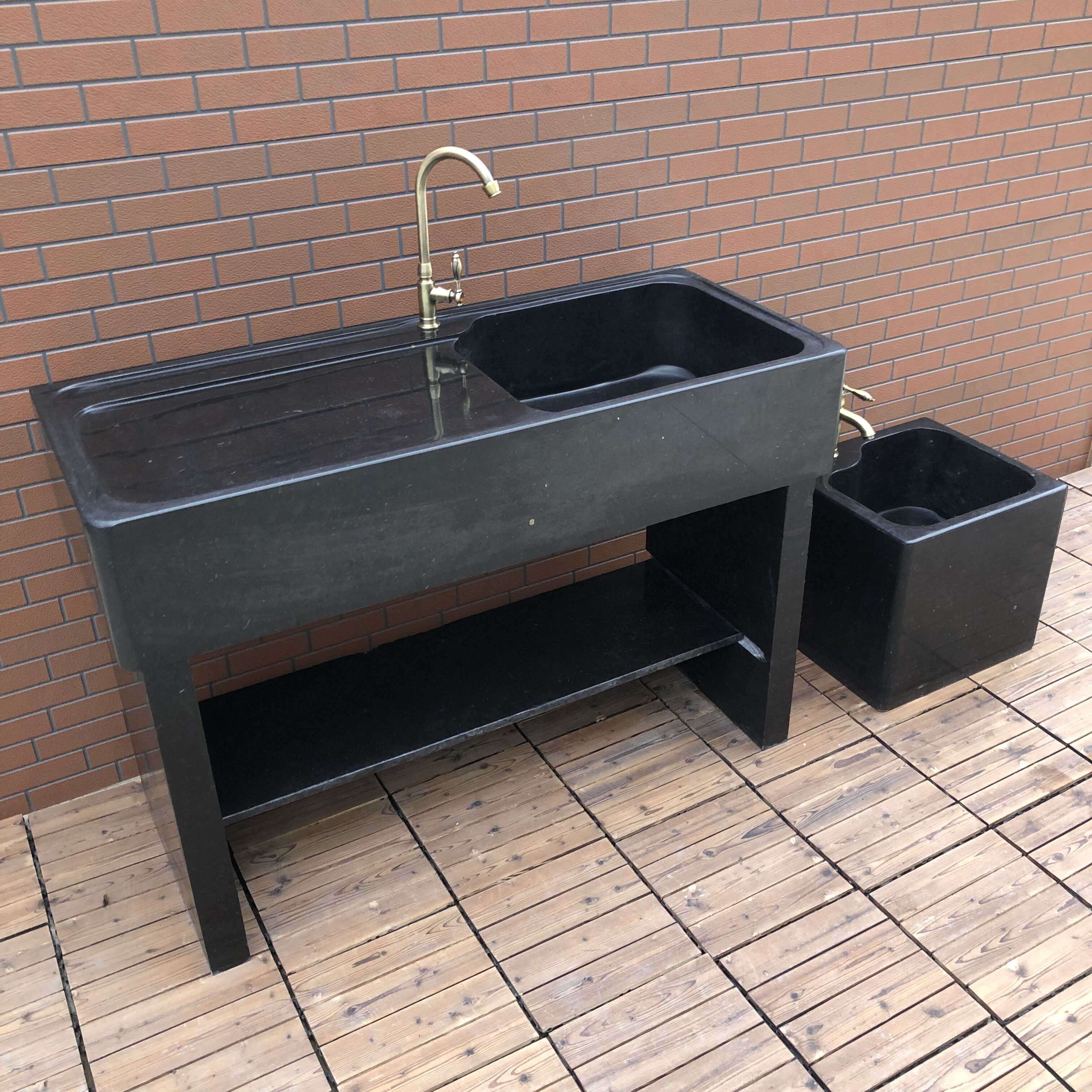 大理石一体洗手池户外花岗岩阳台洗衣水池带搓衣板庭院石头洗菜盆