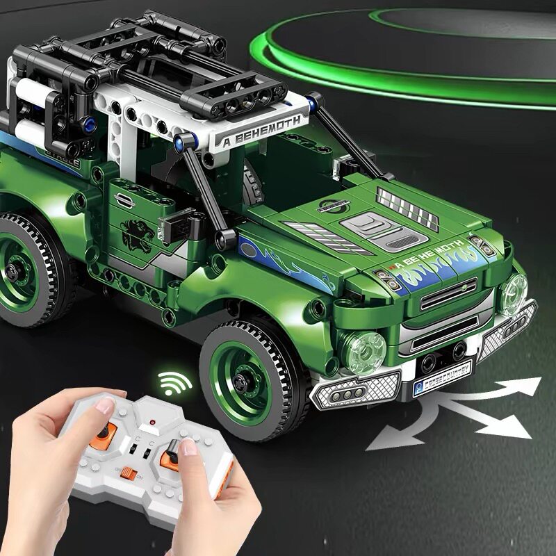 大颗粒积木遥控赛车玩具益智拼装男孩子跑车适用于乐高拼图6到12