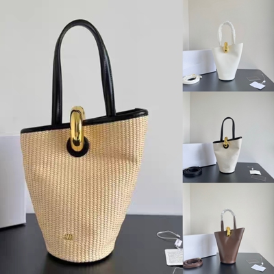 2025小众Jacquemu不对称女包真皮水桶包菜篮子斜跨手拎包单肩包