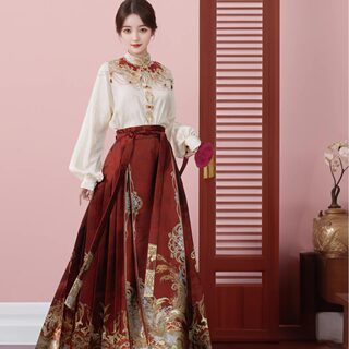 新中式肩刺绣上衣红色马面裙新娘敬酒服套装女秋冬国风订婚汉服