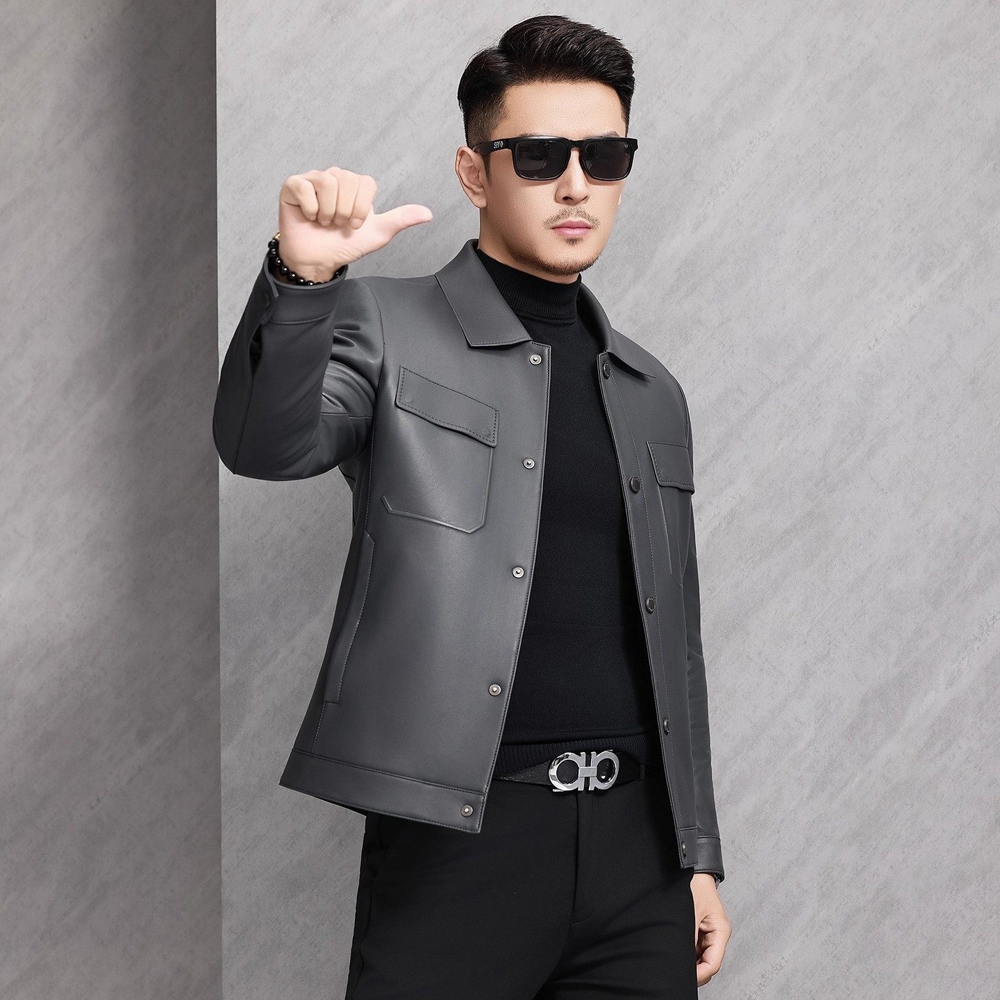 新款海宁真皮皮衣男士绵羊皮外套翻领休闲工装秋冬高端羽绒,男装,皮衣,淘宝优惠券,粉丝福利购,淘宝优惠卷