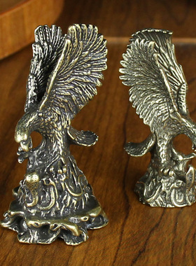 老鹰摆件纯黄铜桌面大展雄鹰小铜器展会销礼品纯铜摆件大展宏图鹰