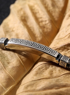 小设计风复古泰银手环送男友礼物