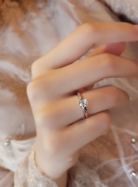 情人节经典一克拉钻戒镀18K白金微镶进口莫桑石情侣求婚结婚交换
