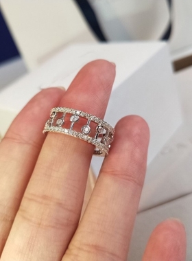 情人节S纯银满钻晨露音符戒指女小众精致食指网红简约冷淡风指环