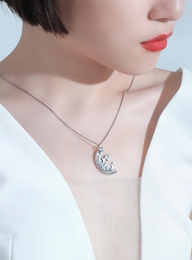 项链纯银拼接刻字定情信物吊坠