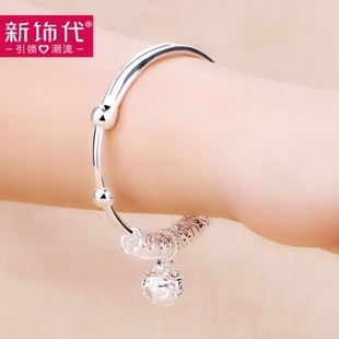 99纯银手镯女日韩时尚宫铃合欢铃铛镯子饰品送妈妈女友生日礼物