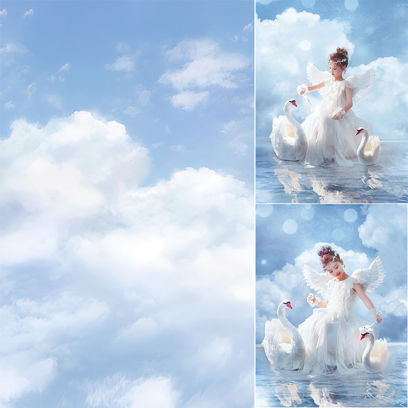 商业广告拍摄蓝天白云天空拍照写真摄影白云喷绘背景布宣绒布定制