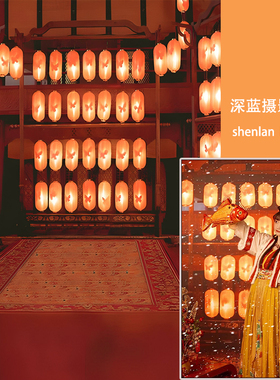 唐朝古风汉服红灯笼直播背景布红色古装摄影写真商业拍摄可定制