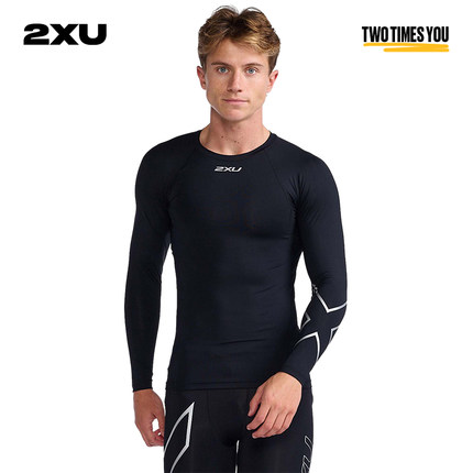 2XU Core系列中度压缩衣春秋男专业训练上衣健身紧身衣户外速干