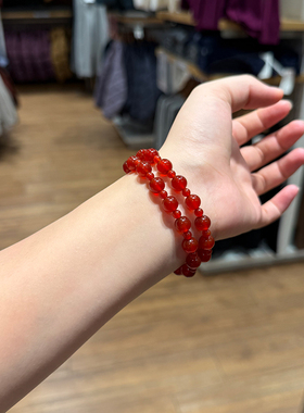 露思许妍同款天然红玛瑙双圈手链