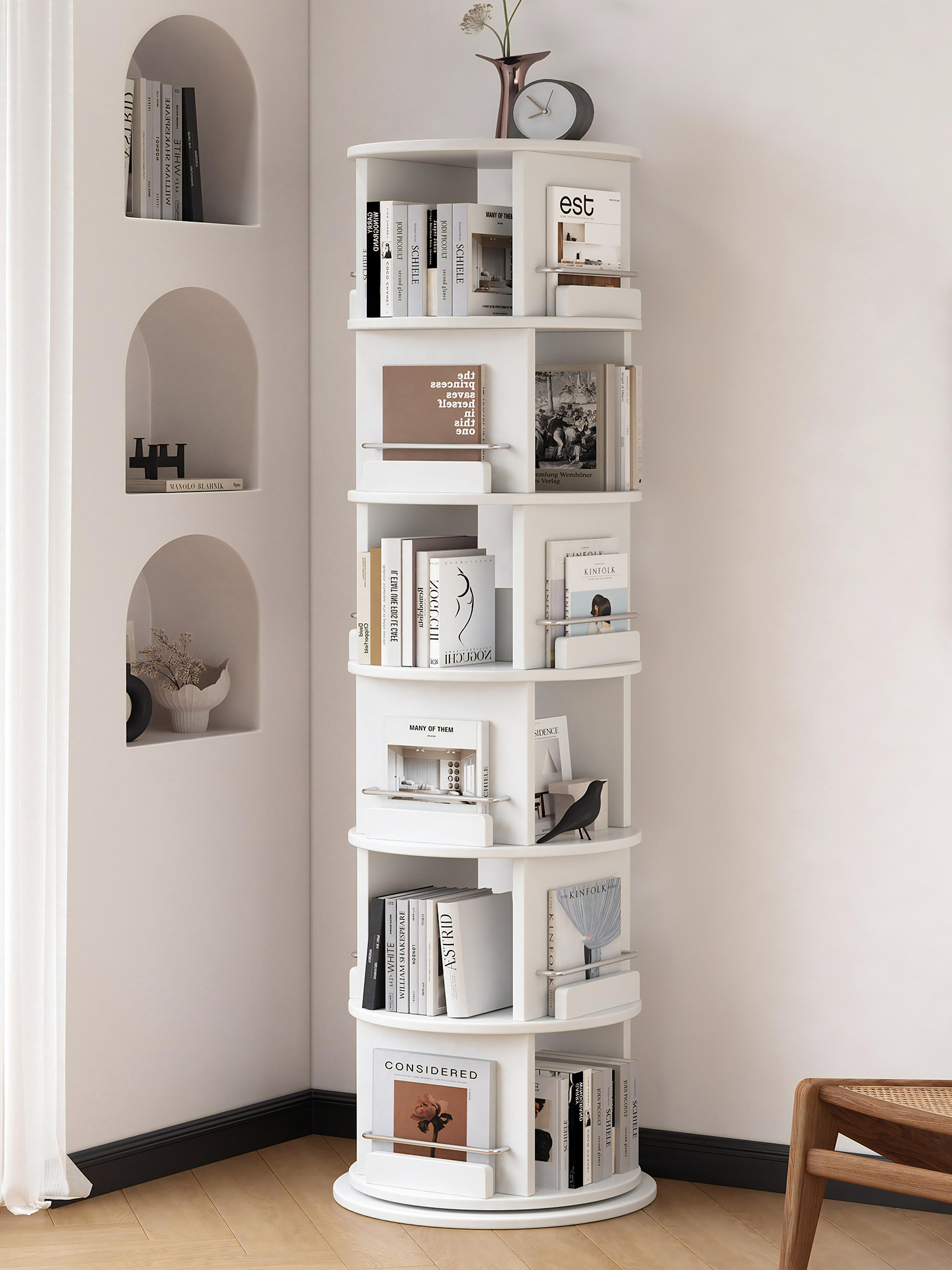 360°旋转书架学生家庭图画书储物架落地简易储物架转角小书柜