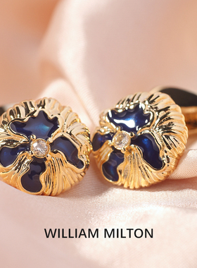 WILLIAM MILTON意大利风格鸢尾花珐琅袖扣男士高端袖口钉定制礼盒
